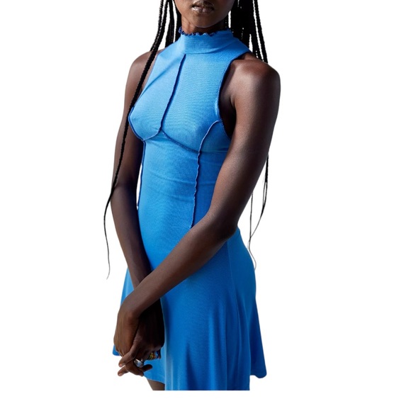 UO | Deja Blue Seamed Mini Dress - Picture 2 of 5